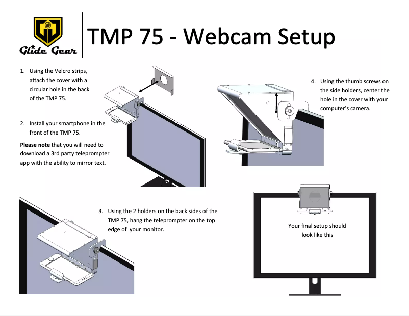 Page 1 de la notice Manuel utilisateur Glide Gear TMP 75