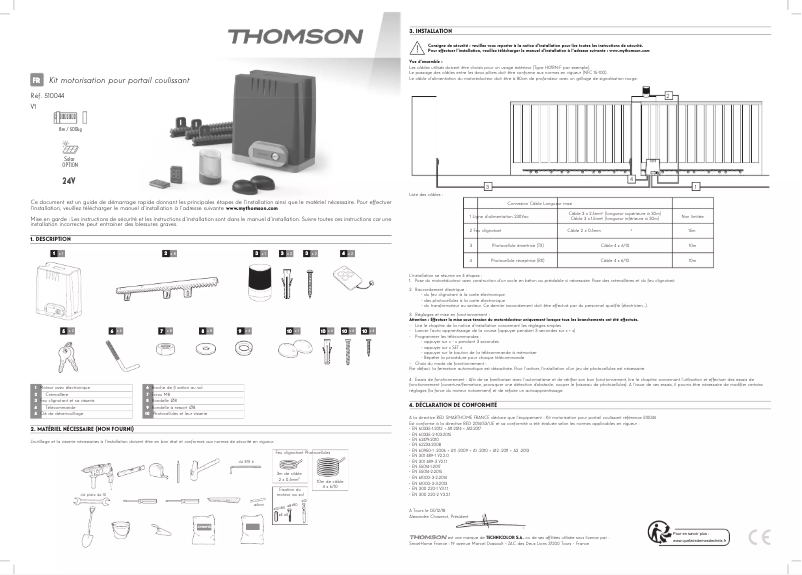 Page 1 de la notice Guide d'installation Thomson 510044