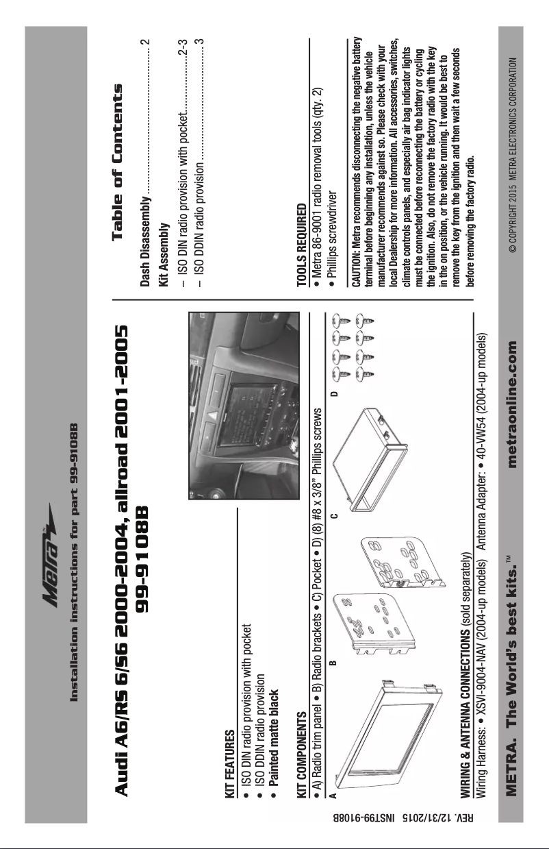 Page n°1 - Guide d'installation Metra 99-9108B