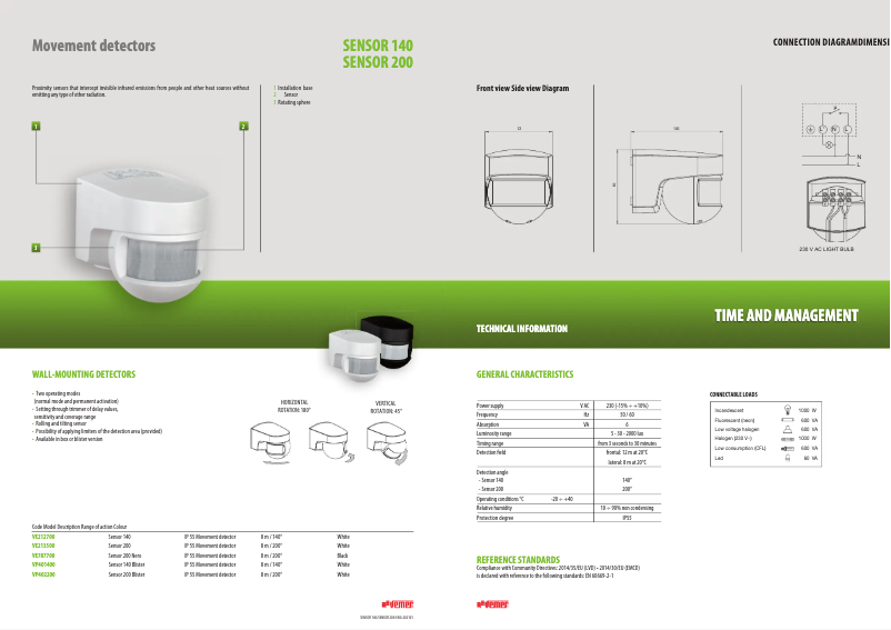 Page n°1 - Fiche technique Vemer Sensor 200