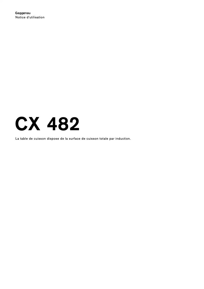 Page n°1 - Manuel utilisateur Gaggenau CX482110