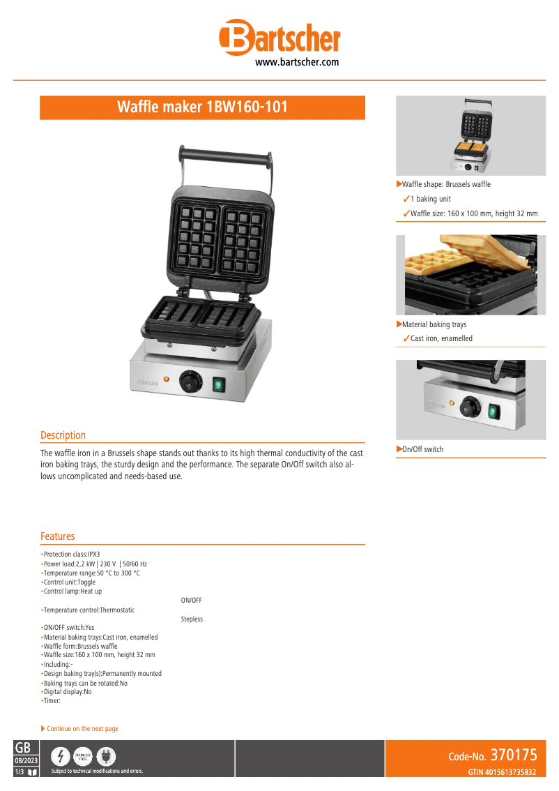 Image de la première page du manuel de l'appareil 1BW160-101