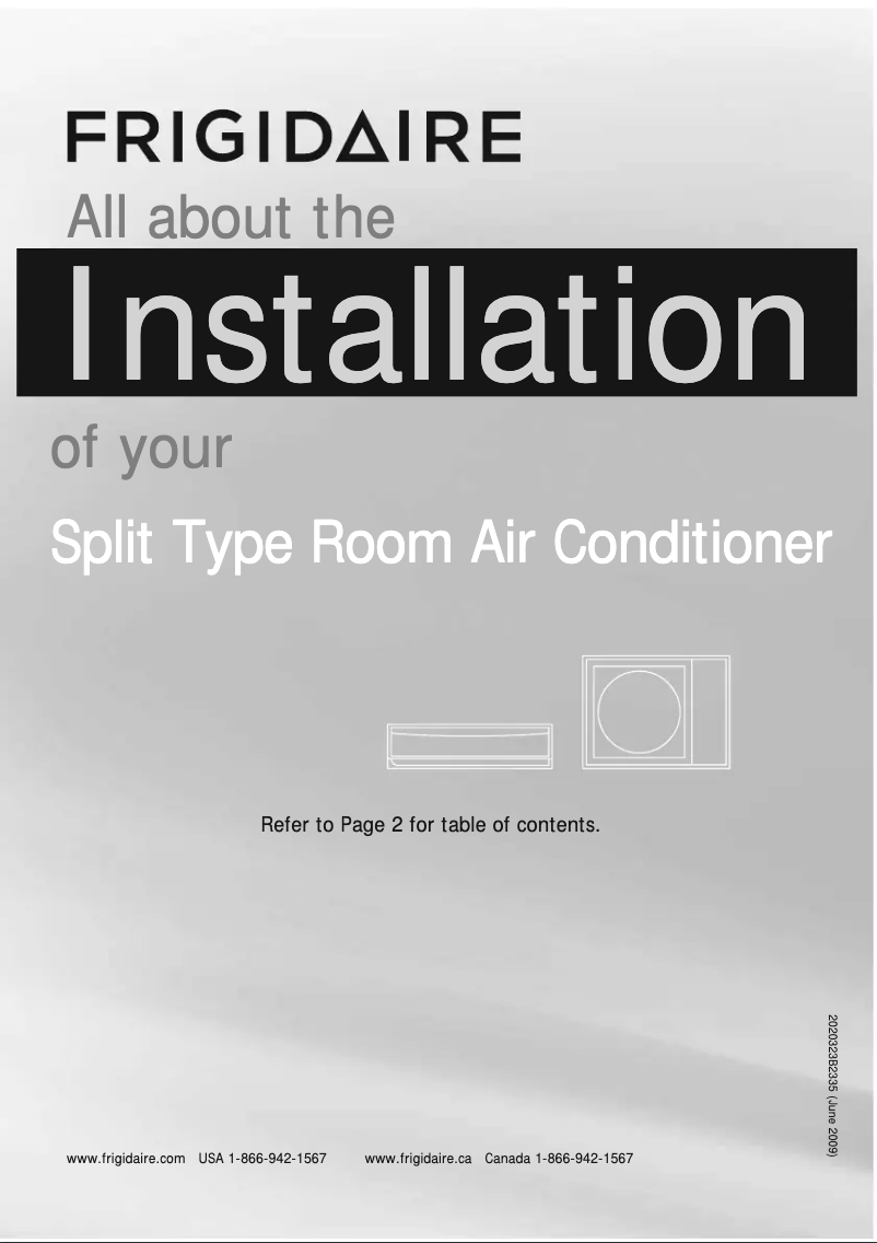 Page 1 de la notice Guide d'installation Frigidaire FFHP123CS2