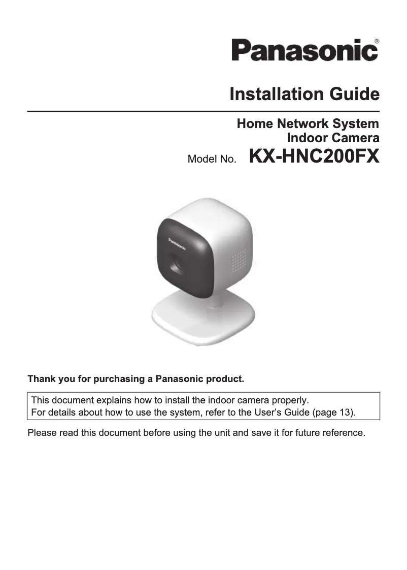 Page 1 de la notice Manuel utilisateur Panasonic KX-HNC200FX