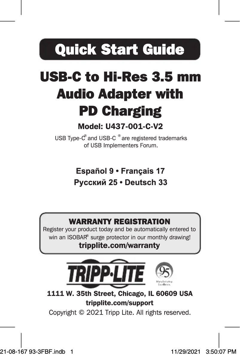 Página 1 del manual Manual de usuario Tripp Lite U437-001-C-V2