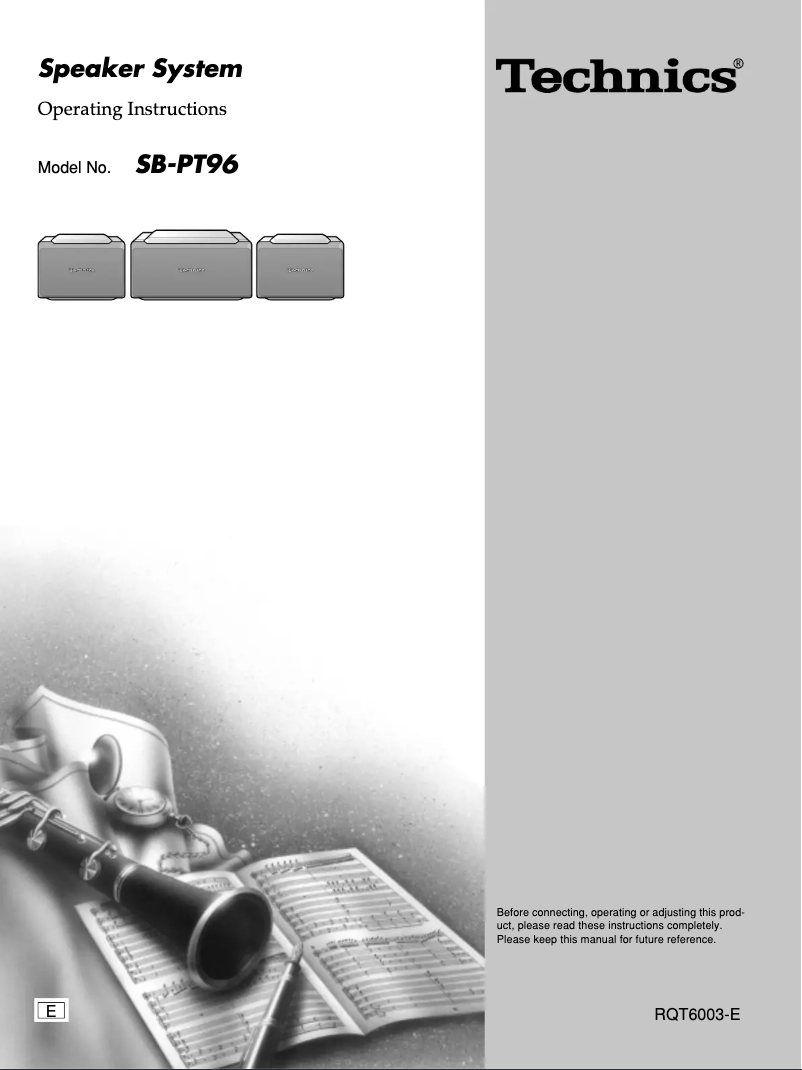 Page 1 de la notice Manuel utilisateur Technics SB-PT96