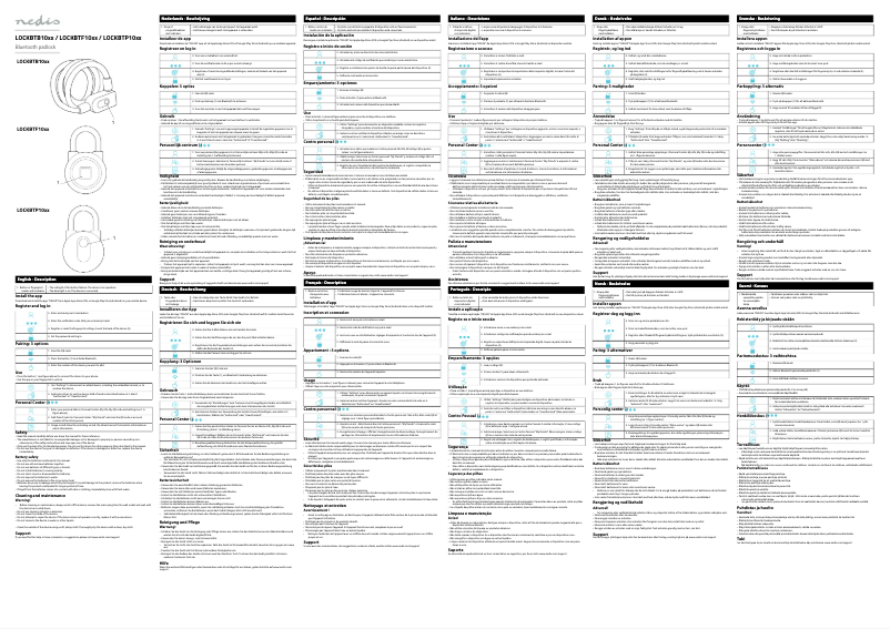Page 1 de la notice Manuel utilisateur Nedis LOCKBTB10BK