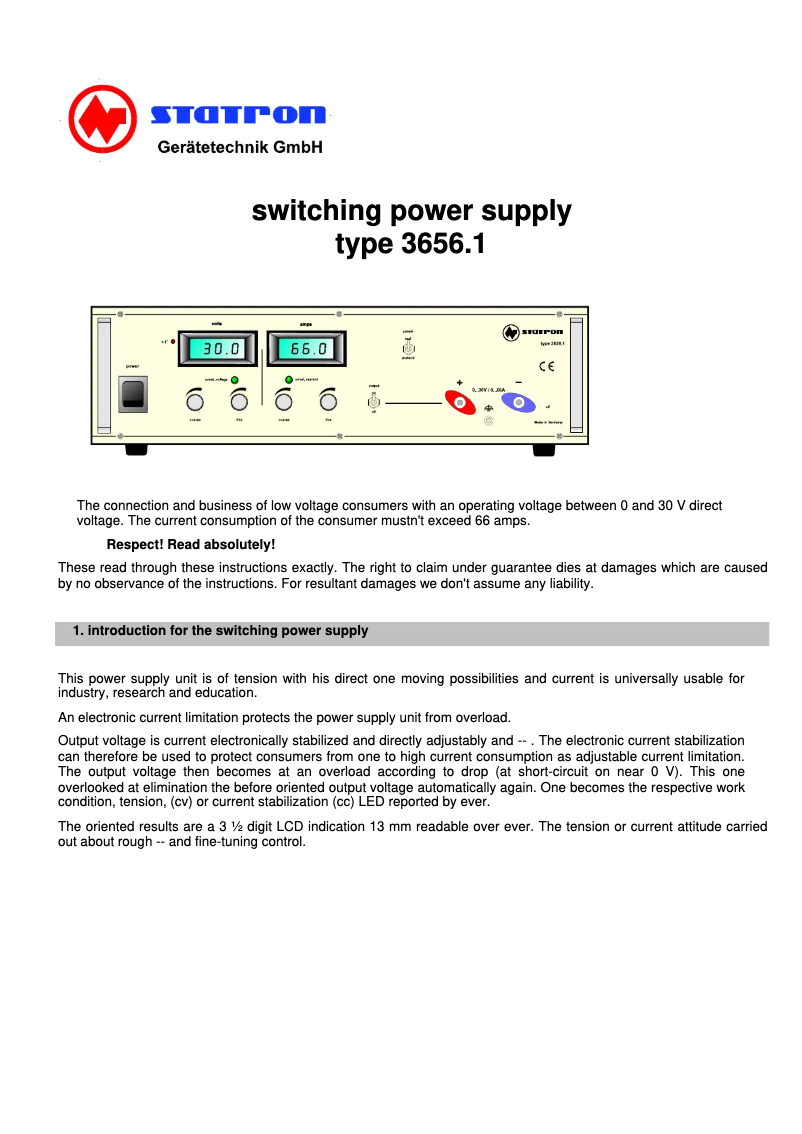 Image de la première page du manuel de l'appareil 3656.1