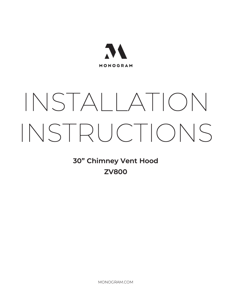 Page 1 de la notice Guide d'installation Monogram ZV800SJSS