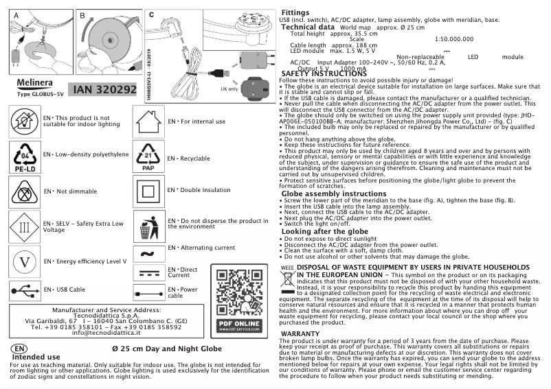 Page n°1 - Manuel utilisateur Melinera IAN 320292