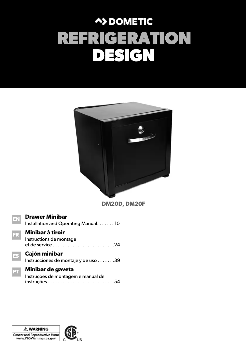 Page 1 de la notice Manuel utilisateur Dometic DM 20F