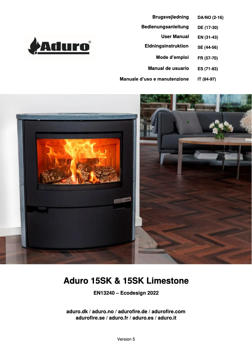 Page 1 de la notice Manuel utilisateur Aduro 15SK