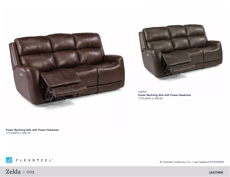 Page 1 de la notice Manuel utilisateur Flexsteel Zelda 1773-62PH