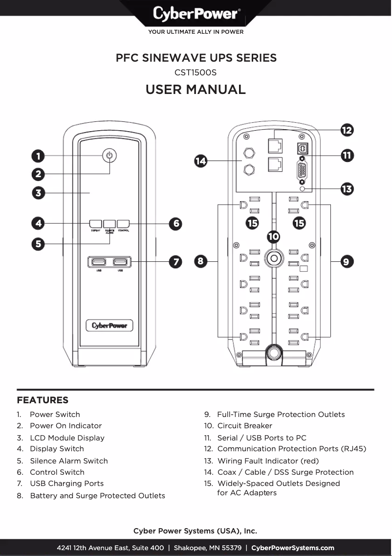 Page n°1 - Manuel utilisateur CyberPower CST1500S
