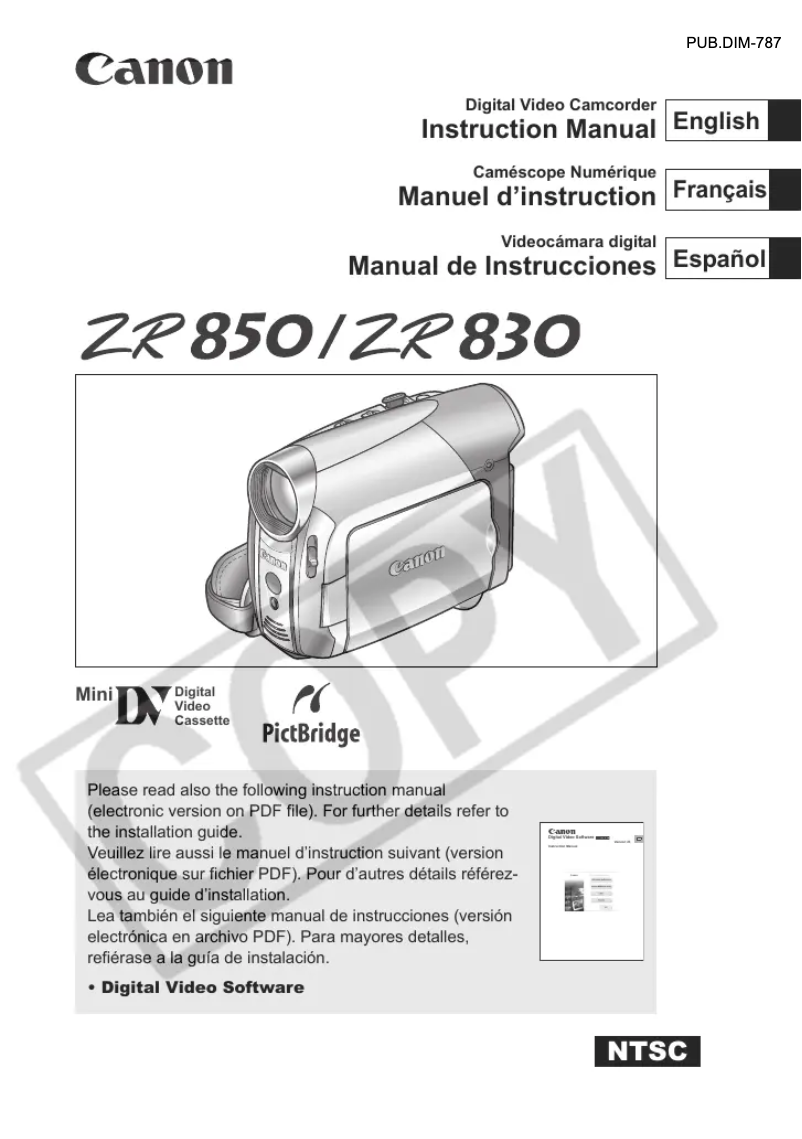 Page n°1 - Manuel utilisateur Canon ZR830