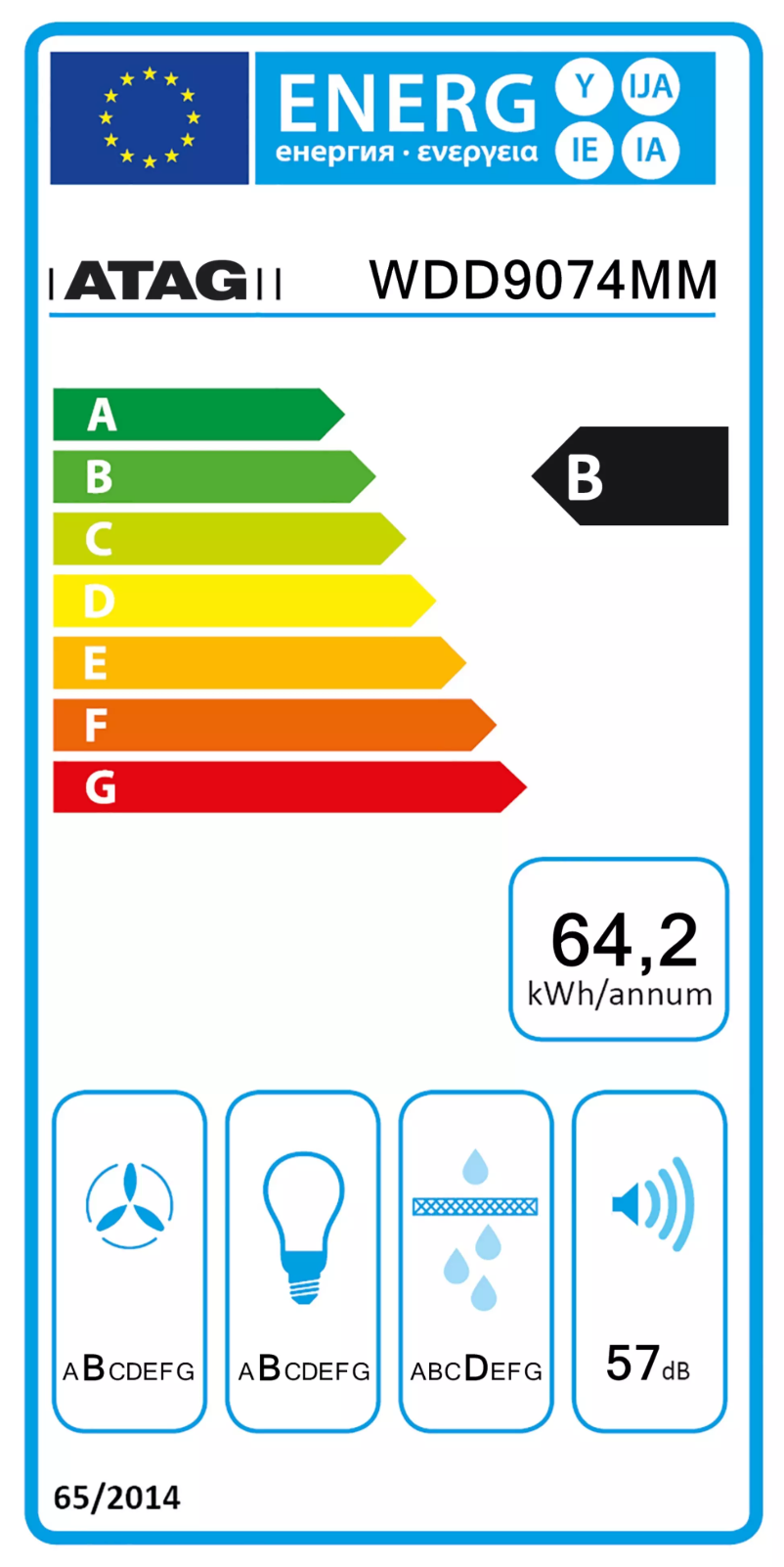 Page 1 de la notice Label énergétique Atag WDD9074MM