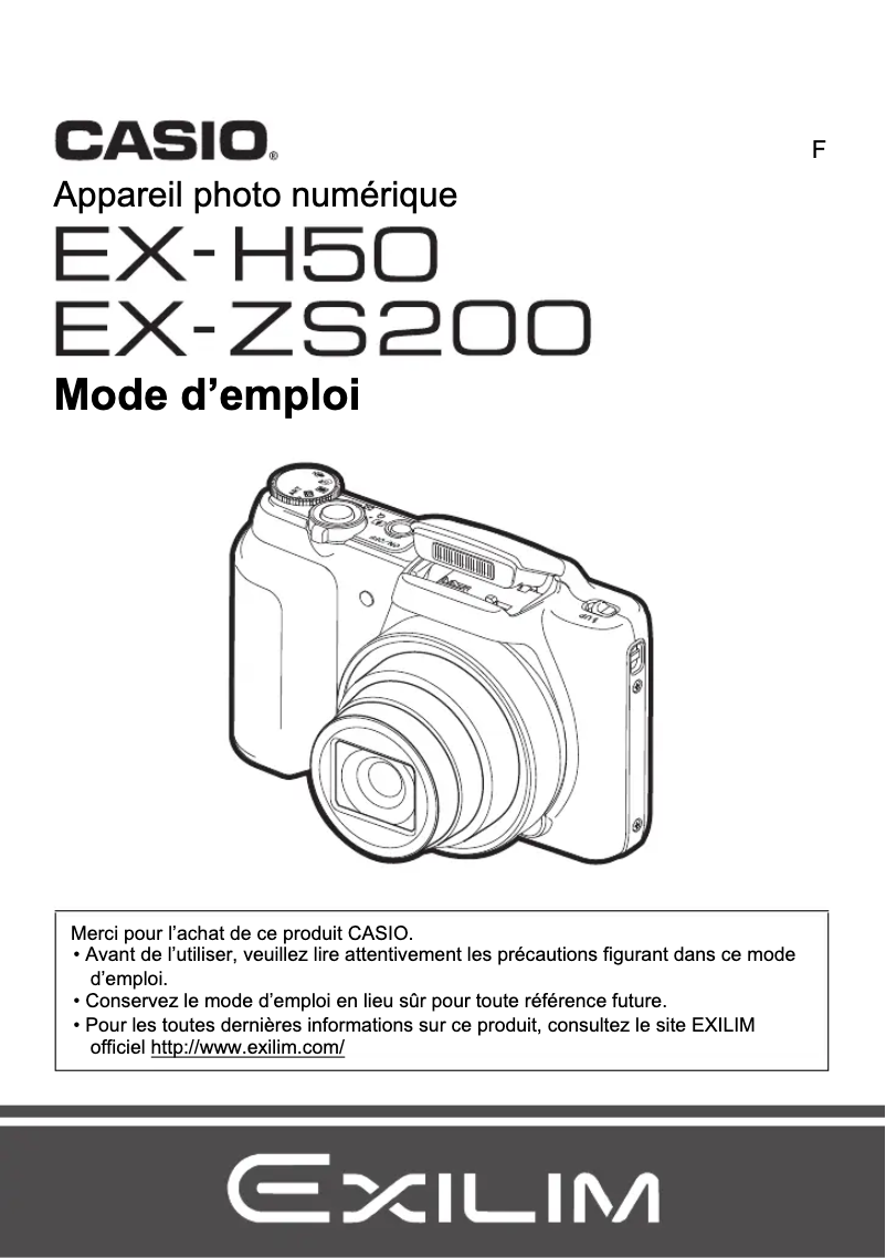 Page 1 de la notice Manuel utilisateur Casio Exilim EX-H50