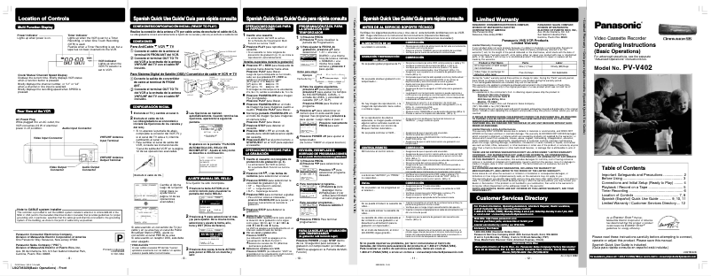 Page n°1 - Manuel utilisateur Panasonic PV-V402