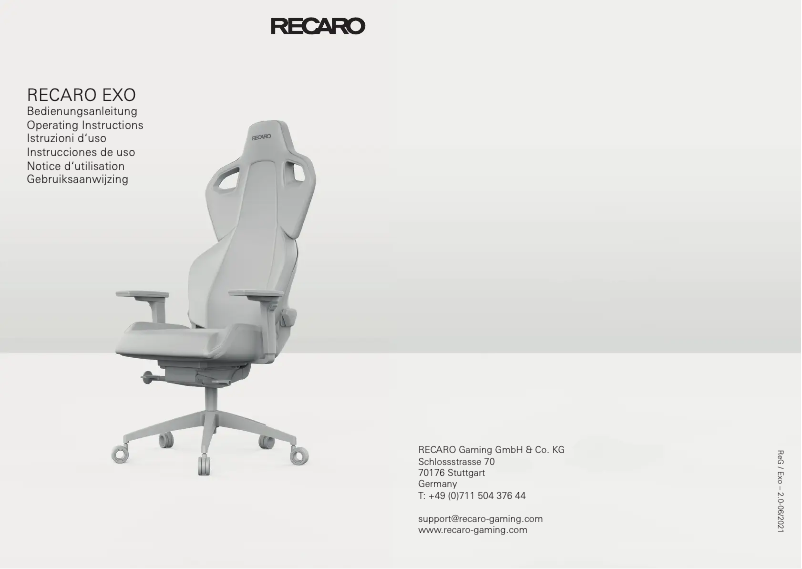 Page 1 de la notice Manuel utilisateur Recaro EXO