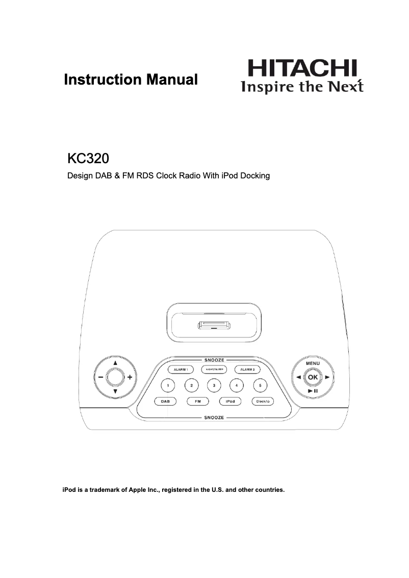 Page 1 of the manual User Manual Hitachi KC320