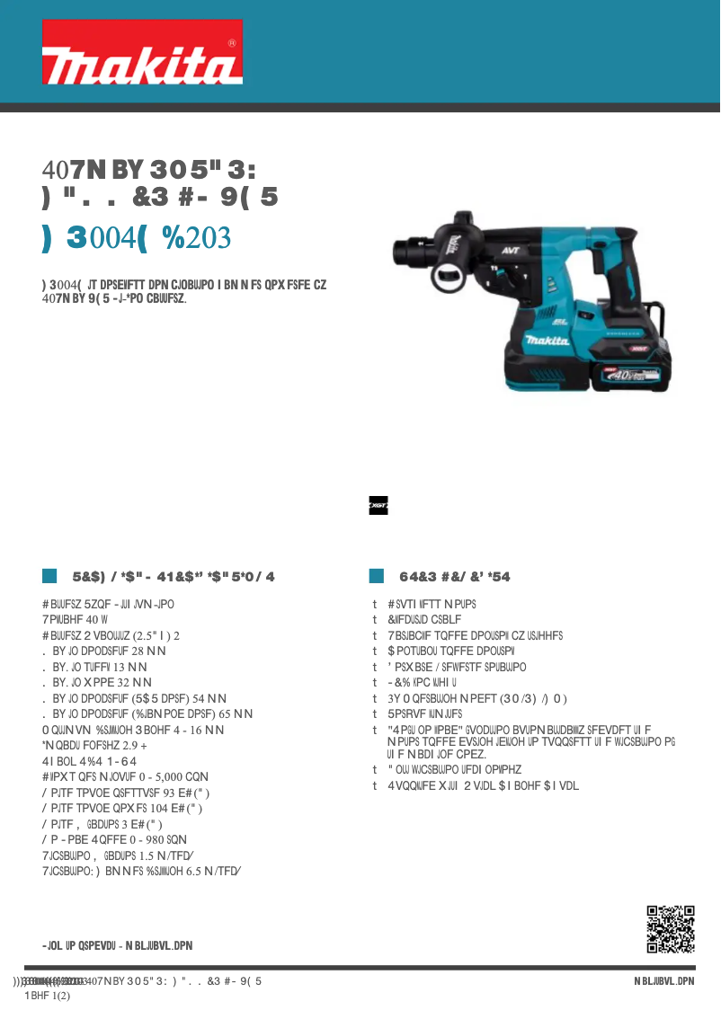 Página 1 del manual Ficha técnica Makita HR004GD203