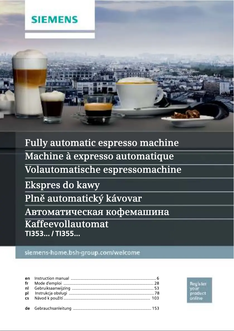 Page n°1 - Manuel utilisateur Siemens EQ.300 TI353201RW