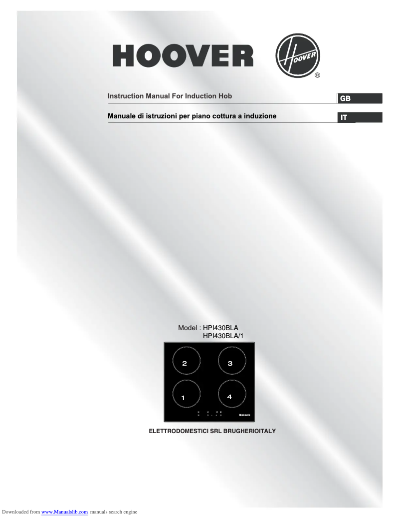 Page n°1 - Manuel utilisateur Hoover HPI430BLA/1