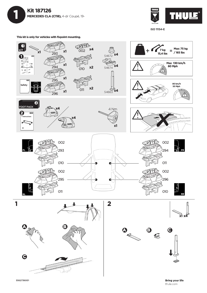 Página 1 del manual Manual de usuario Thule Kit 187126