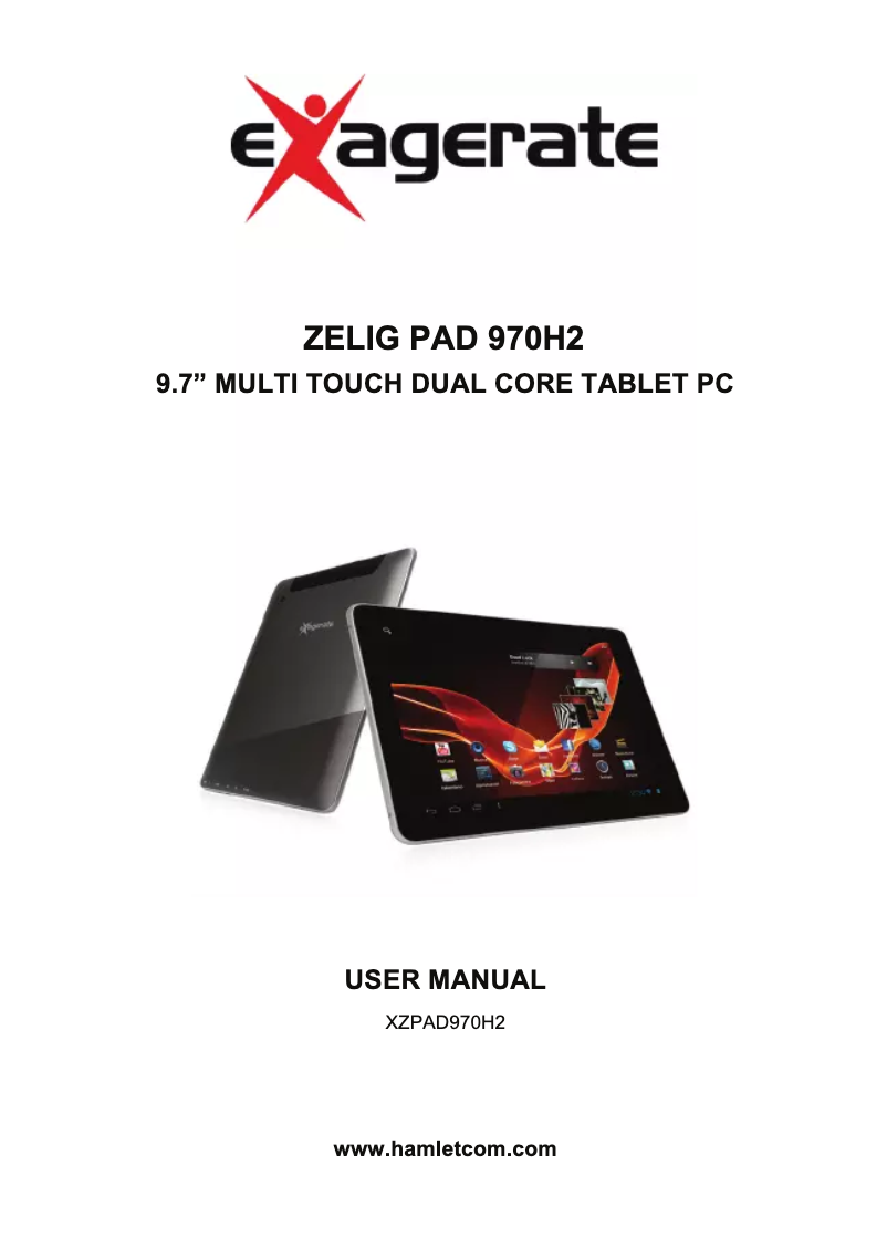 Page 1 of the manual User Manual Exagerate Zelig Pad XZPAD970H2