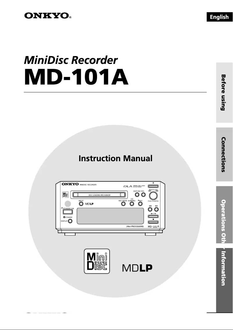 Page 1 de la notice Manuel utilisateur Onkyo MD-101A