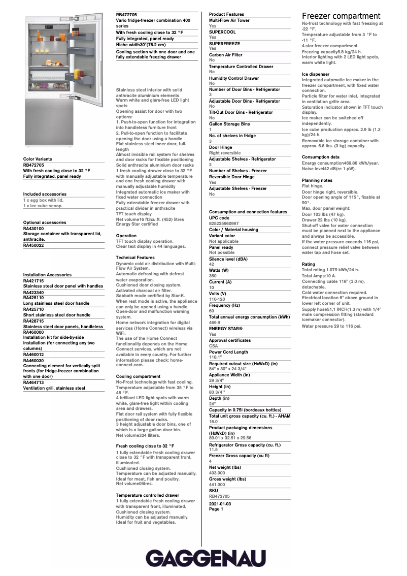 Image de la première page du manuel de l'appareil RB472705