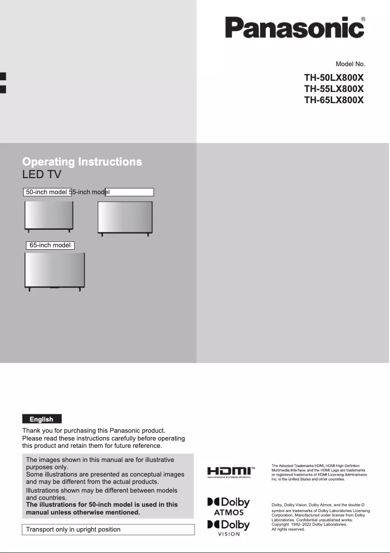 Page 1 of the manual User Manual Panasonic TH-55LX800X
