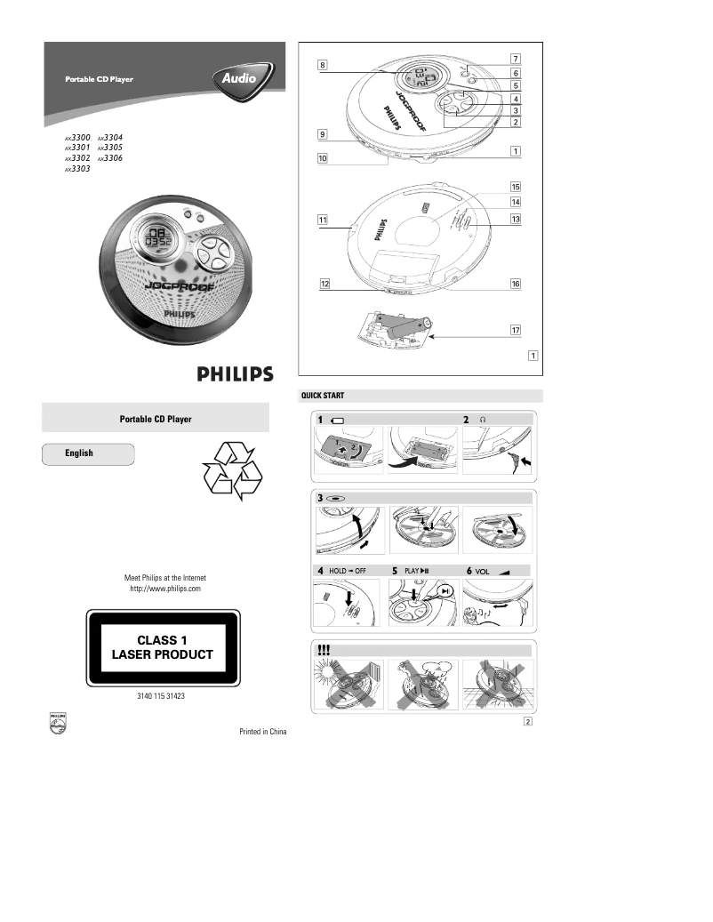 Page 1 de la notice Manuel utilisateur Philips AX3306