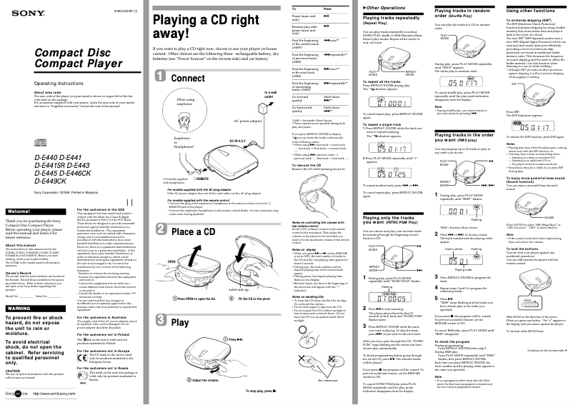 Image de la première page du manuel de l'appareil D-E445