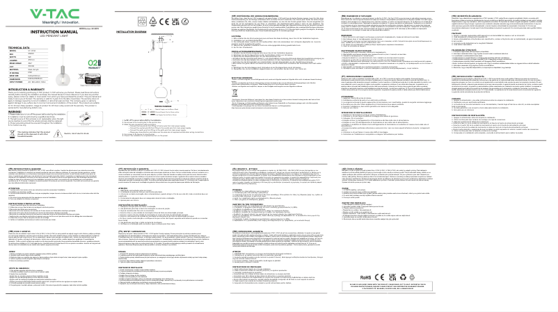 Page 1 de la notice Manuel utilisateur V-TAC VT-10114