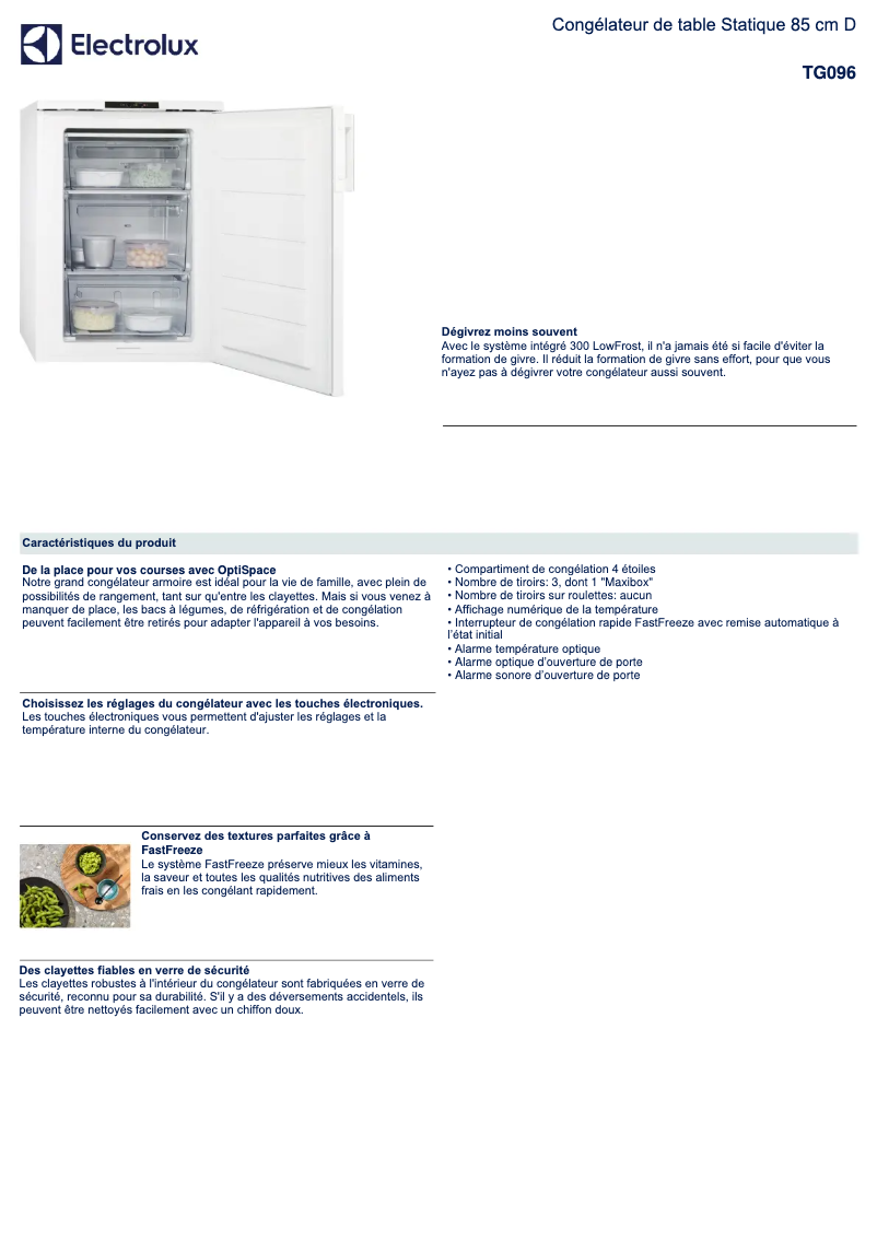 Page n°1 - Fiche technique Electrolux TG096