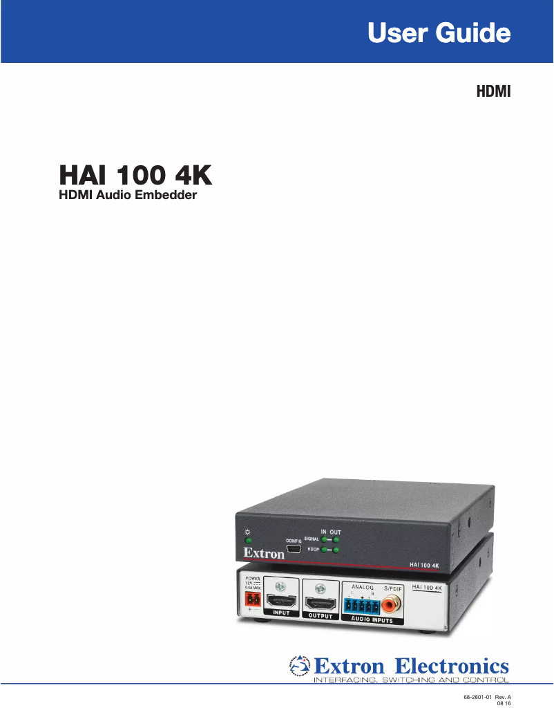 Image de la première page du manuel de l'appareil HAI 100 4K