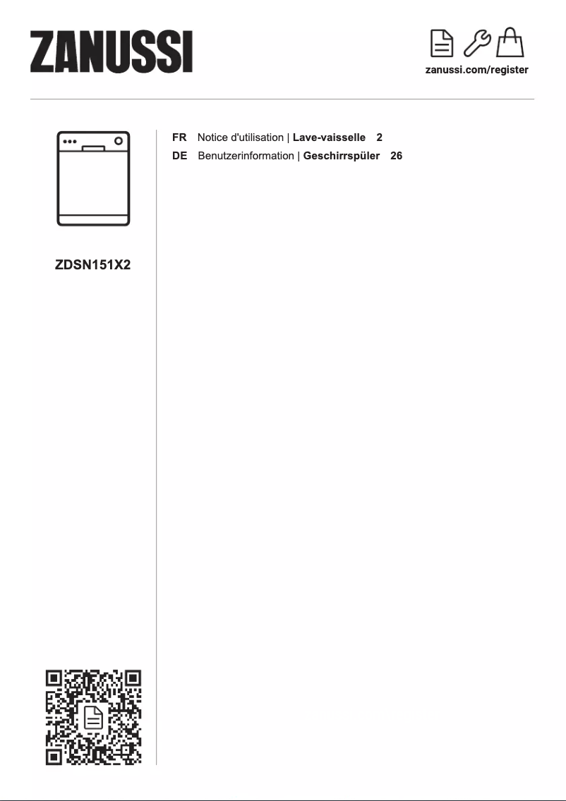 Page 1 de la notice Manuel utilisateur Zanussi ZDSN151X2