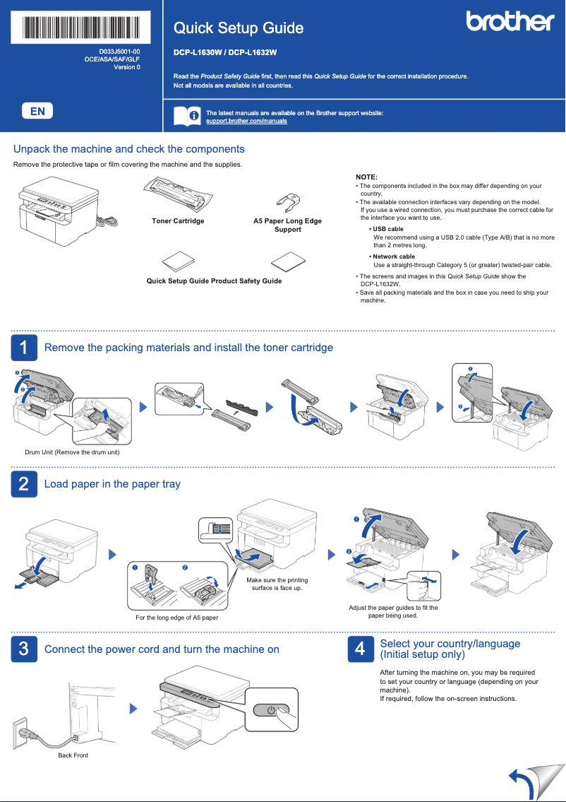 Page 1 de la notice Manuel utilisateur Brother DCP-L1630W