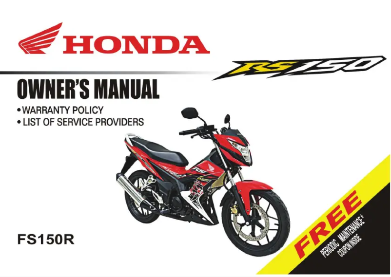 Page 1 de la notice Manuel utilisateur Honda RS150 (2017)