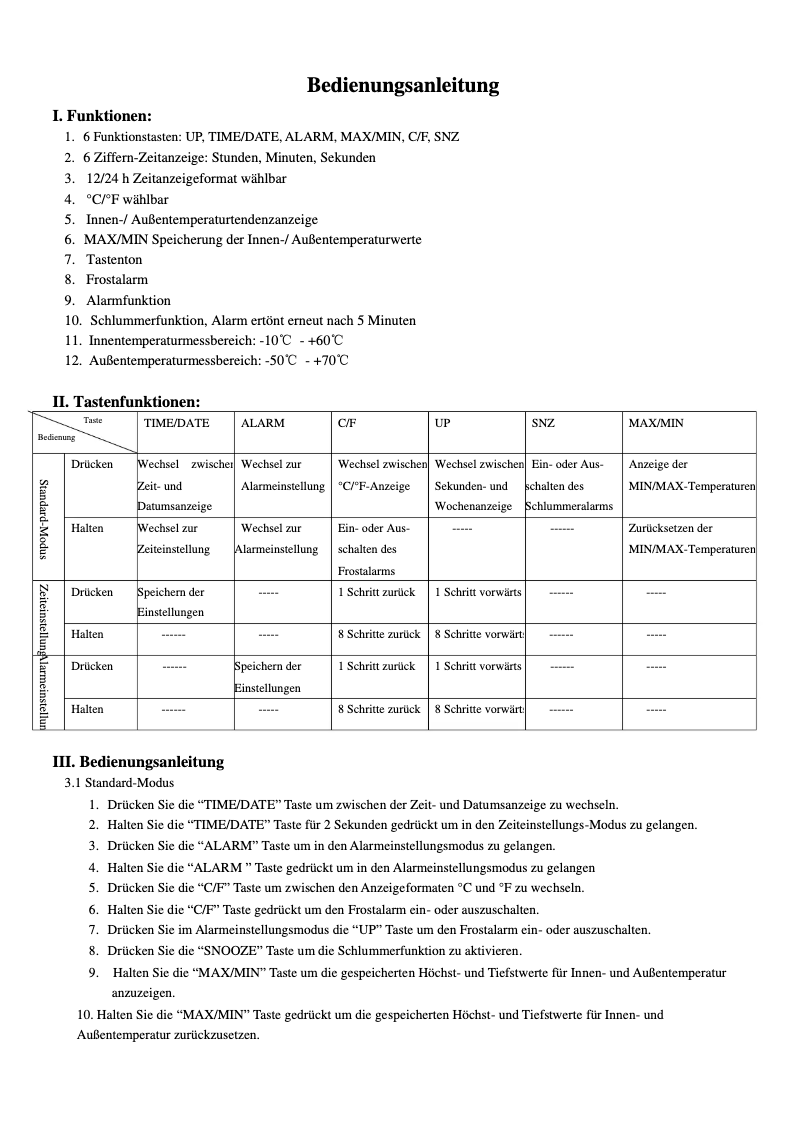 Page 1 de la notice Manuel utilisateur Techno Line WS 7037