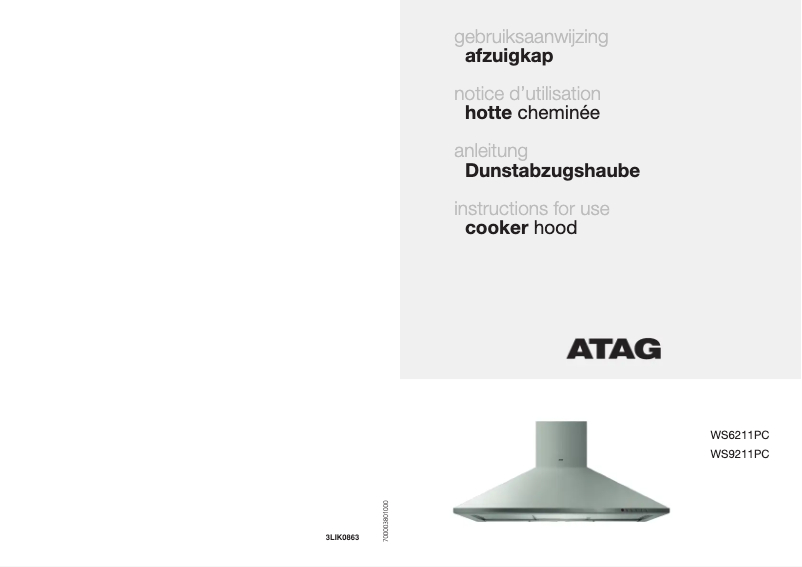 Page 1 de la notice Manuel utilisateur Atag WS9211PCUU