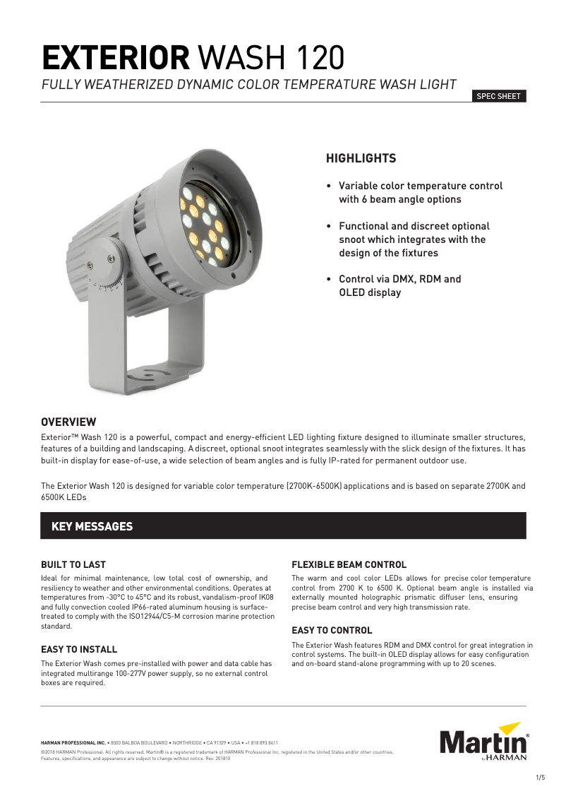 Page n°1 - Fiche technique Martin Exterior Wash 120