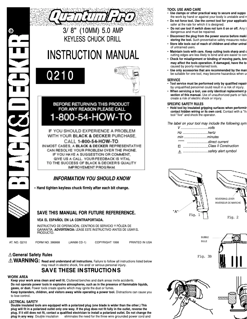 Page 1 de la notice Manuel utilisateur Black & Decker Q210