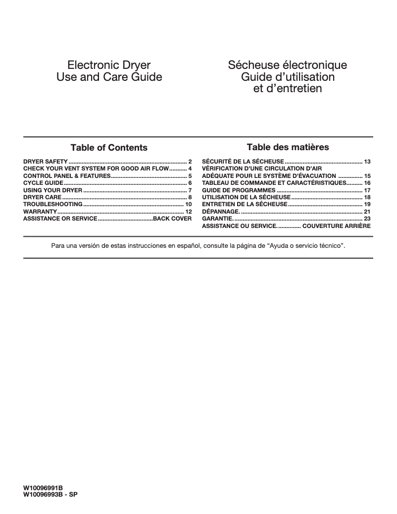 Page 1 de la notice Manuel utilisateur Roper RGD4516FW