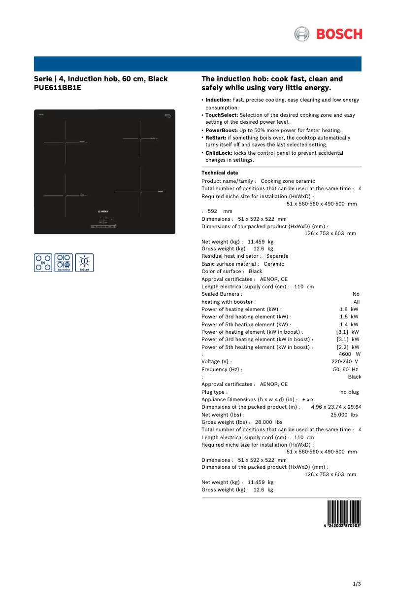 Image de la première page du manuel de l'appareil PUE611BB1E