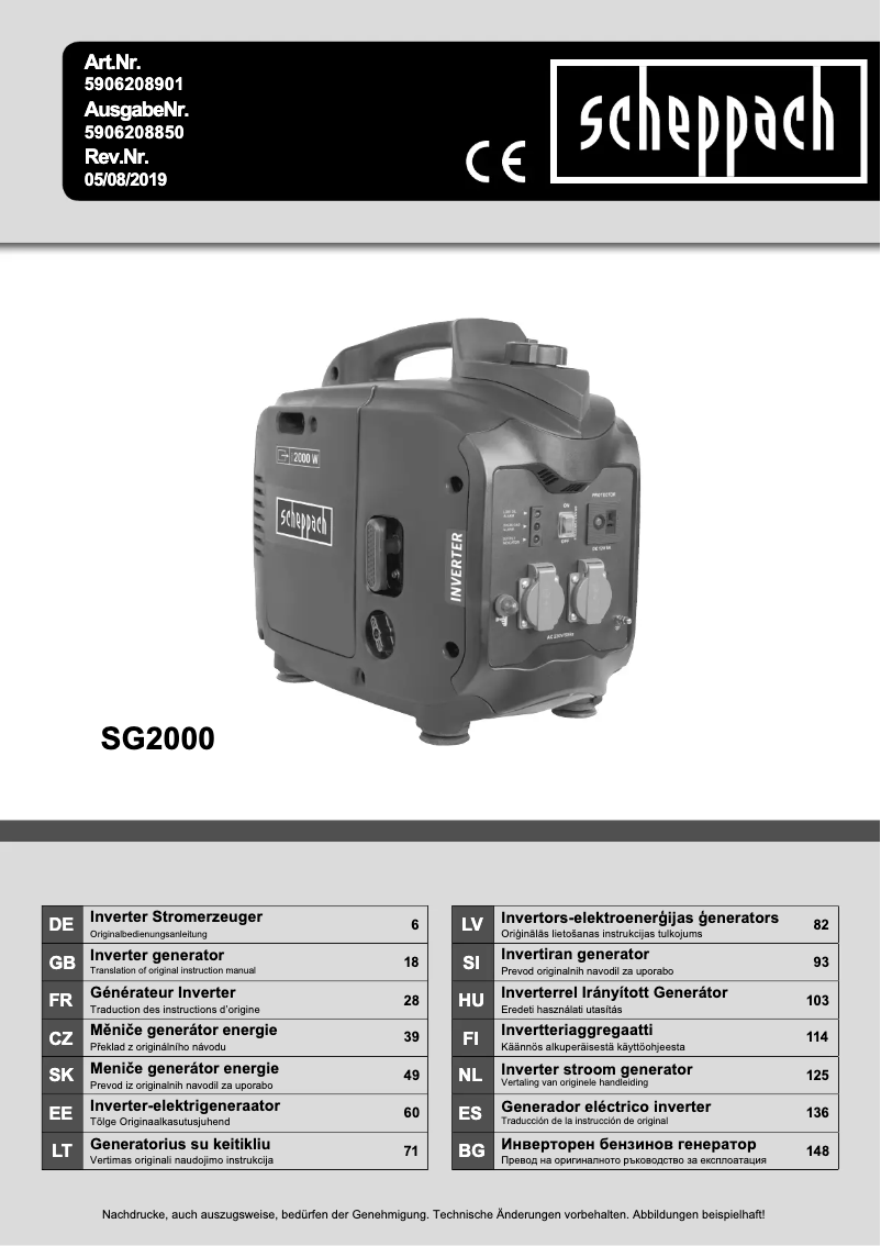 Página 1 del manual Manual de usuario Scheppach SG2000