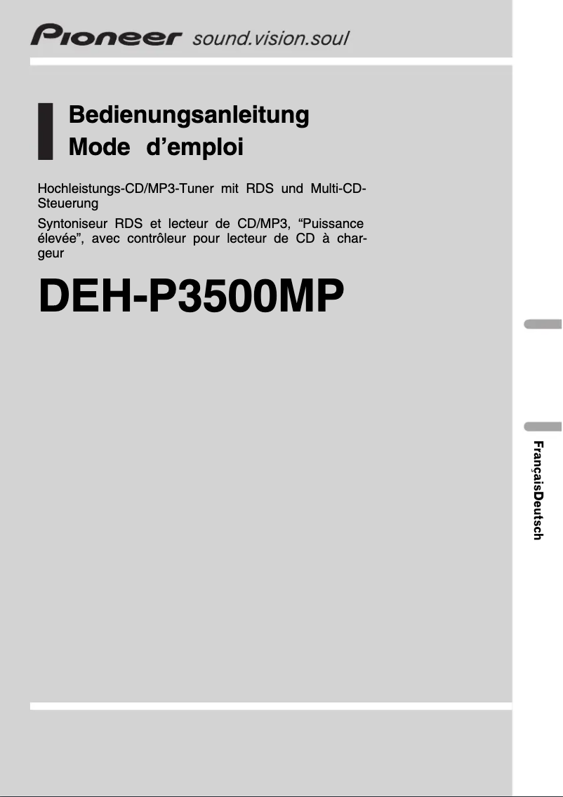 Image de la première page du manuel de l'appareil DEH-P3500MP