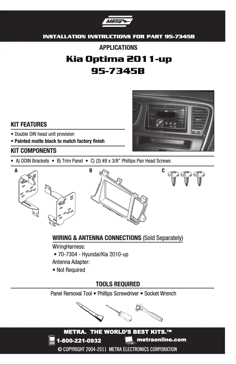 Page n°1 - Guide d'installation Metra 95-7345B