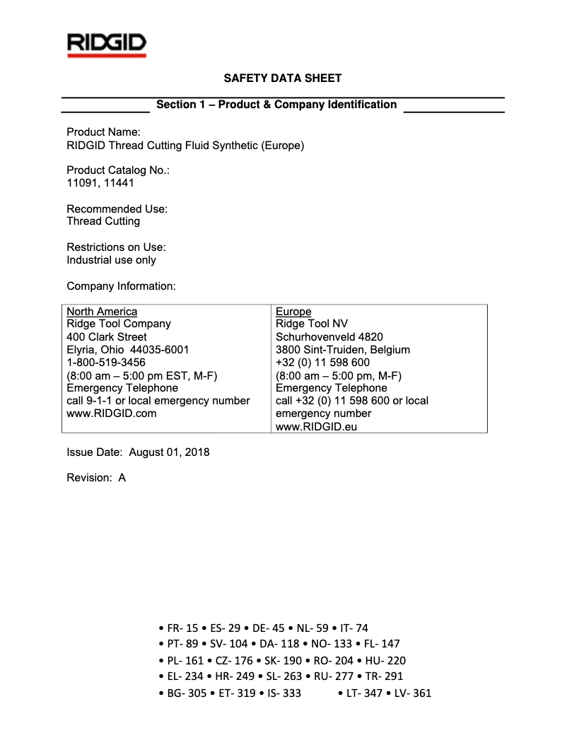 Page n°1 - Fiche technique Ridgid 31-A NPT